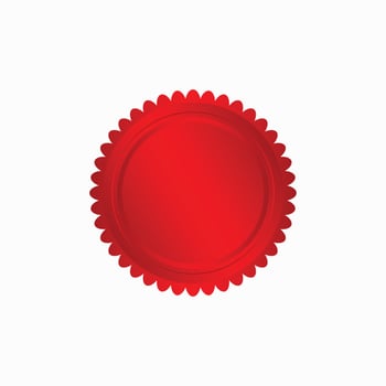 Round red badge isolated on a white background, seal stamp red luxury elegant banner con, Vector illustration certificate red foil seal or medal isolated.