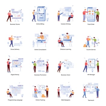 Collection of Marketing Flat Illustrations vector