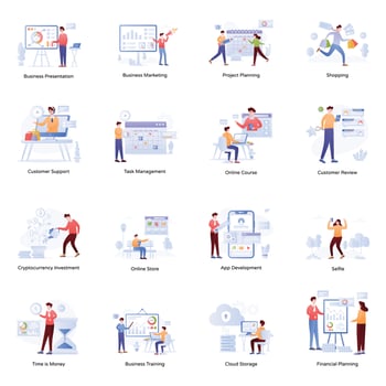 Collection of Business Planning Flat Illustrations vector
