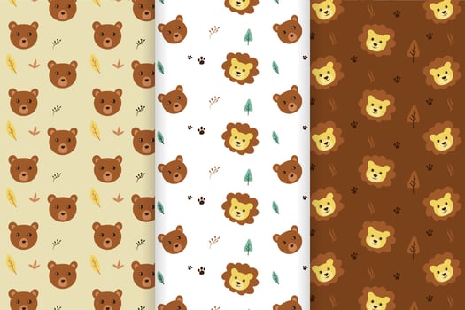 lion and bear pattern vector