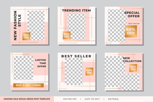 Fashion Sale social media post template Vector