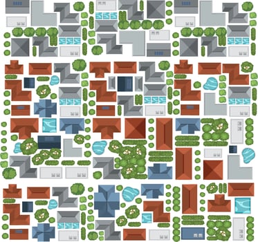 Aerial view of the houses village vector