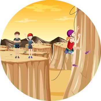 Desert rock climbing badge vector