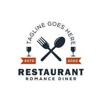 restaurant food romance dinner logo design vector