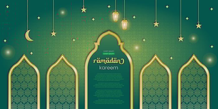 Vector ramadan night green sparkling full of stars