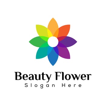 colorful beauty flower overlay logo design vector