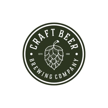 vintage Craft Beer Brewery With badge Label logo design Template vector