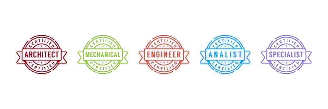 Set of Certified badge logo design for company training badge certificates to determine based on criteria vector