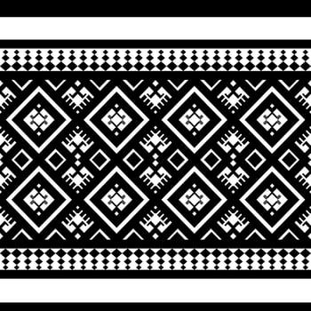 White and black in vector format, a geometrical ethnic seamless pattern for wallpaper, background, fabric, curtains, carpets, apparel, batik, and wrapping paper.