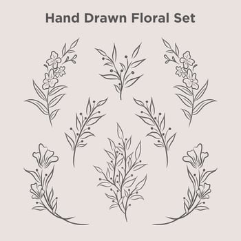 set of hand drawn flower vector