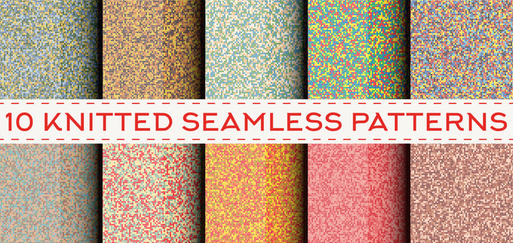 Set of 10 knitted seamless patterns vector