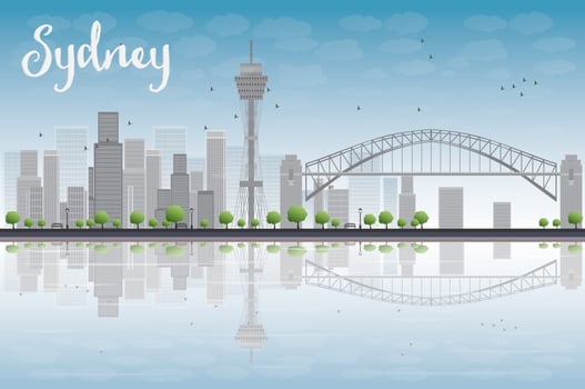 Sydney City skyline with blue sky and skyscrapers vector