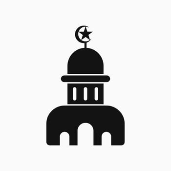 mosque dome with moon and star filled icon. black and white. silhouette or filled style. suitable for icons, logos, symbols and signs vector