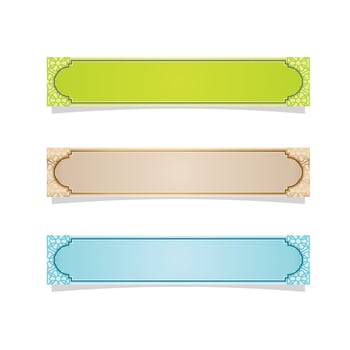 set of islamic ribbon banner for arabic text vector