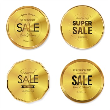 Collection of super sale golden badge retro design vector
