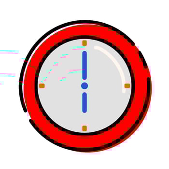 simple color illustration with wall clock shape on isolated background vector