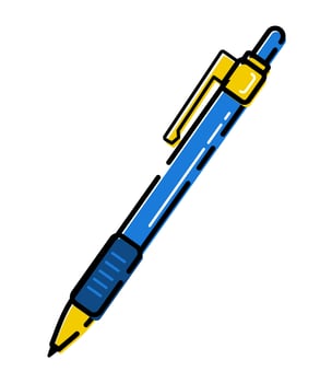 simple color illustration with pen shape on isolated background vector