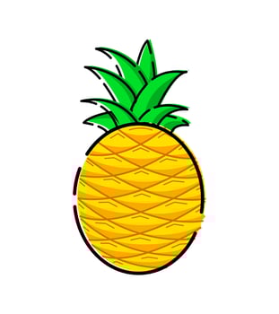 Color illustration of pineapple fruit on isolated background vector
