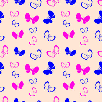 vector seamless pattern with images of pink and blue butterflies.