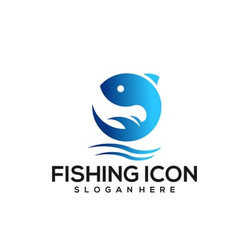 Fish vintage logo gradient blue vector