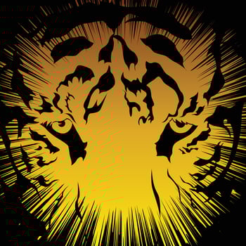 Tigers head black on a yellow background color. vector