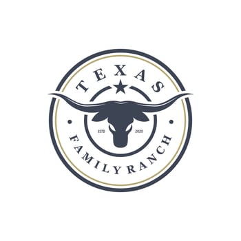 Vintage Texas Longhorn Country Western Bull Badge Label Logo Design vector