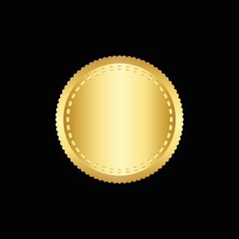 Vector illustration certificate gold foil seal or medal isolated