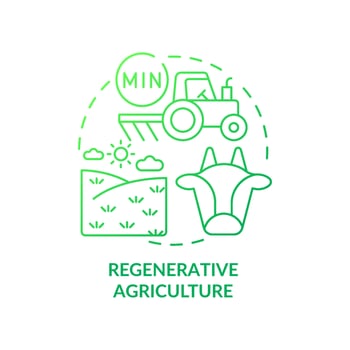 Regenerative agriculture green gradient concept icon. Eco friendly industry. Farming trends abstract idea thin line illustration. Isolated outline drawing. Myriad Pro-Bold font used vector