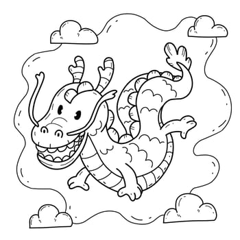 animals coloring book alphabet. Isolated on white background. Vector cartoon chinese dragon.