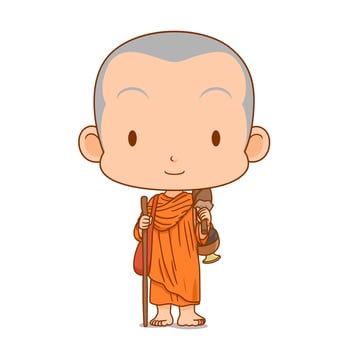 Cartoon character of Buddhist pilgrim monk. vector