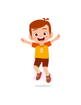 cute little kid jump and feel happy vector
