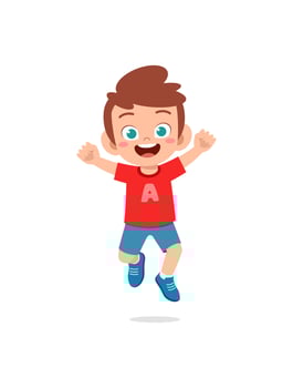 cute little kid jump and feel happy vector