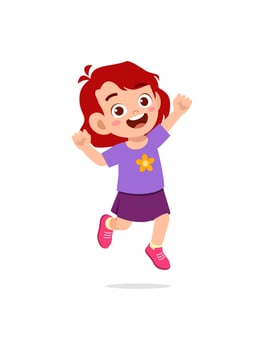cute little kid jump and feel happy vector