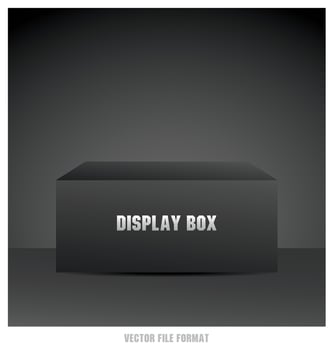black display box on dark wall and floor 3d illustration vector for putting your object
