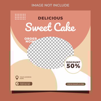Sweet cake banner square social media post design vector