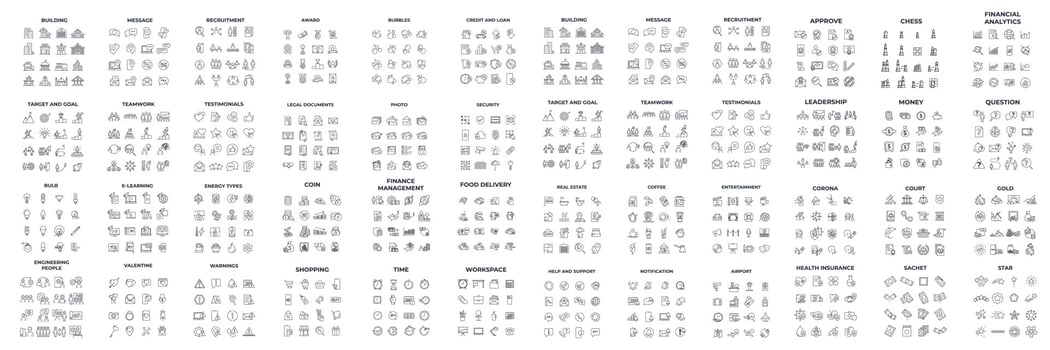 mega collection icon pack symbol template for graphic and web design collection logo vector illustration