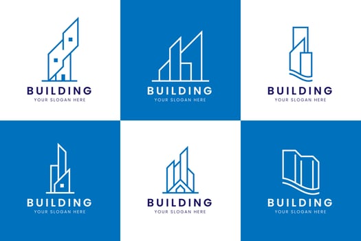 Collection of building architecture sets, real estate logo vector
