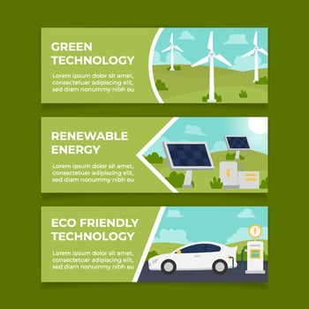 Eco Green Technology Banner Template Set vector