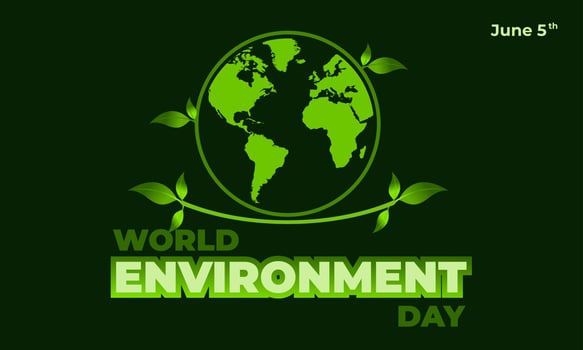 World Environment Day, Green Vector Design, Vector Illustration And Text