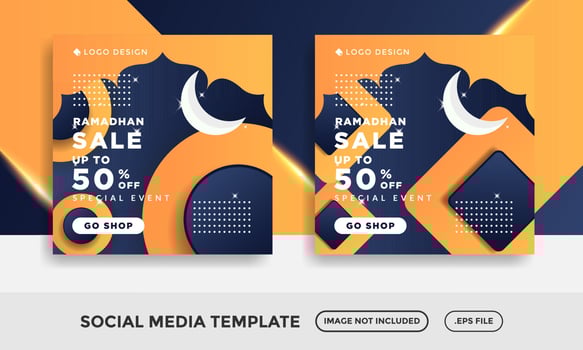 ramadhan sale banner, social media post template vector