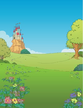 Magic castle or palace landscape vector