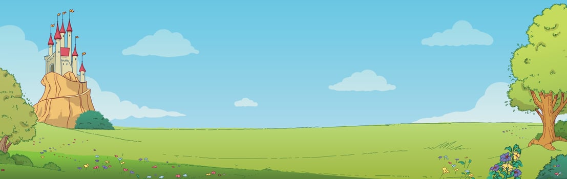 Enchanted castle in the valley vector