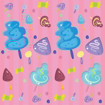 Colored pattern background with popsicles and ice creams Vector