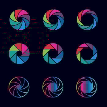 Colorful camera logo collection vector