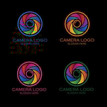 Colorful camera logo set vector