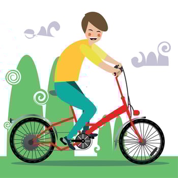 Boy riding a bike in the park - Vector