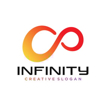 Infinite limitless symbol icon or logo design template. Corporate branding identity colorful gradient vector