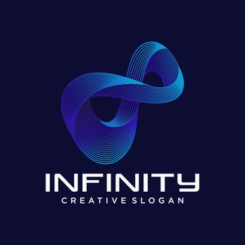 Infinite limitless symbol icon or logo design template. Corporate branding identity colorful gradient vector