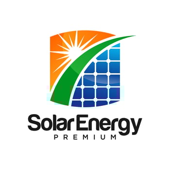 Green Solar panel energy electric electricity and Leaf Energy logo design vector template