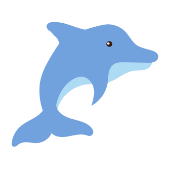 dolphin cartoon in flat style png